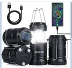 Paquete de 4 faroles solares para campamento, luces LED recargables0