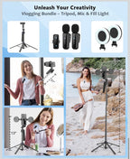 Vlogging Kit for iPhone/Android, 63”Auto Face Tracking Tripod for iPhone with...6