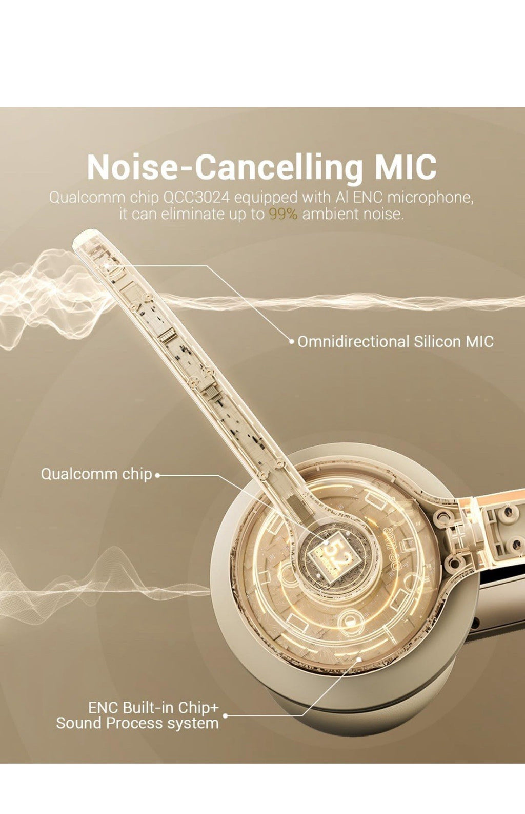 Auriculares inalámbricos con micrófono con cancelación de ruido AI, auriculares3
