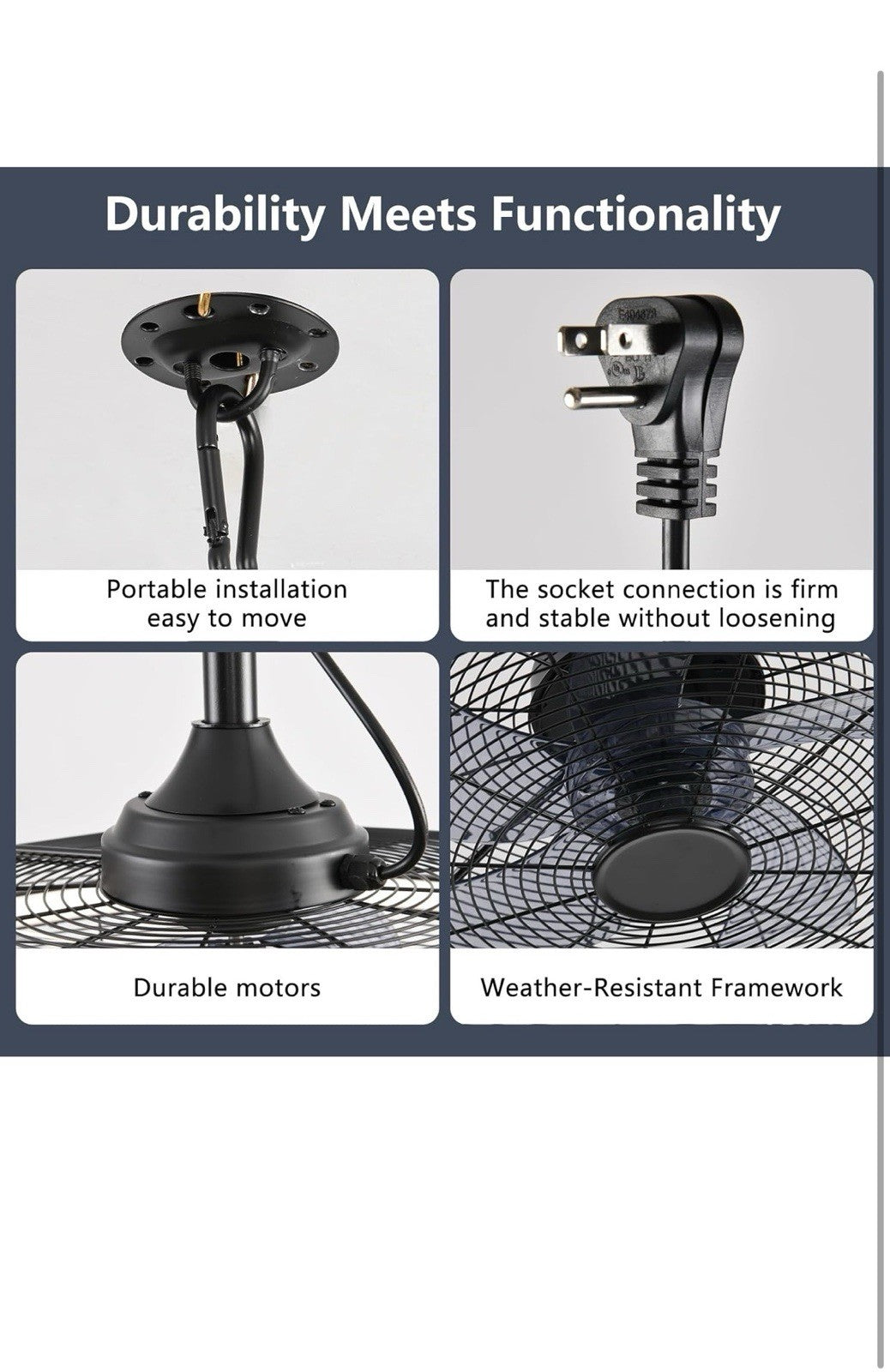Outdoor Ceiling Fans with LED Lights & Remote Control, 20'' Gazebo Fan4