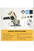 Electric Cloth Cutting Machine - 250W Pure Copper Motor Rotary Fabric Cutter w1