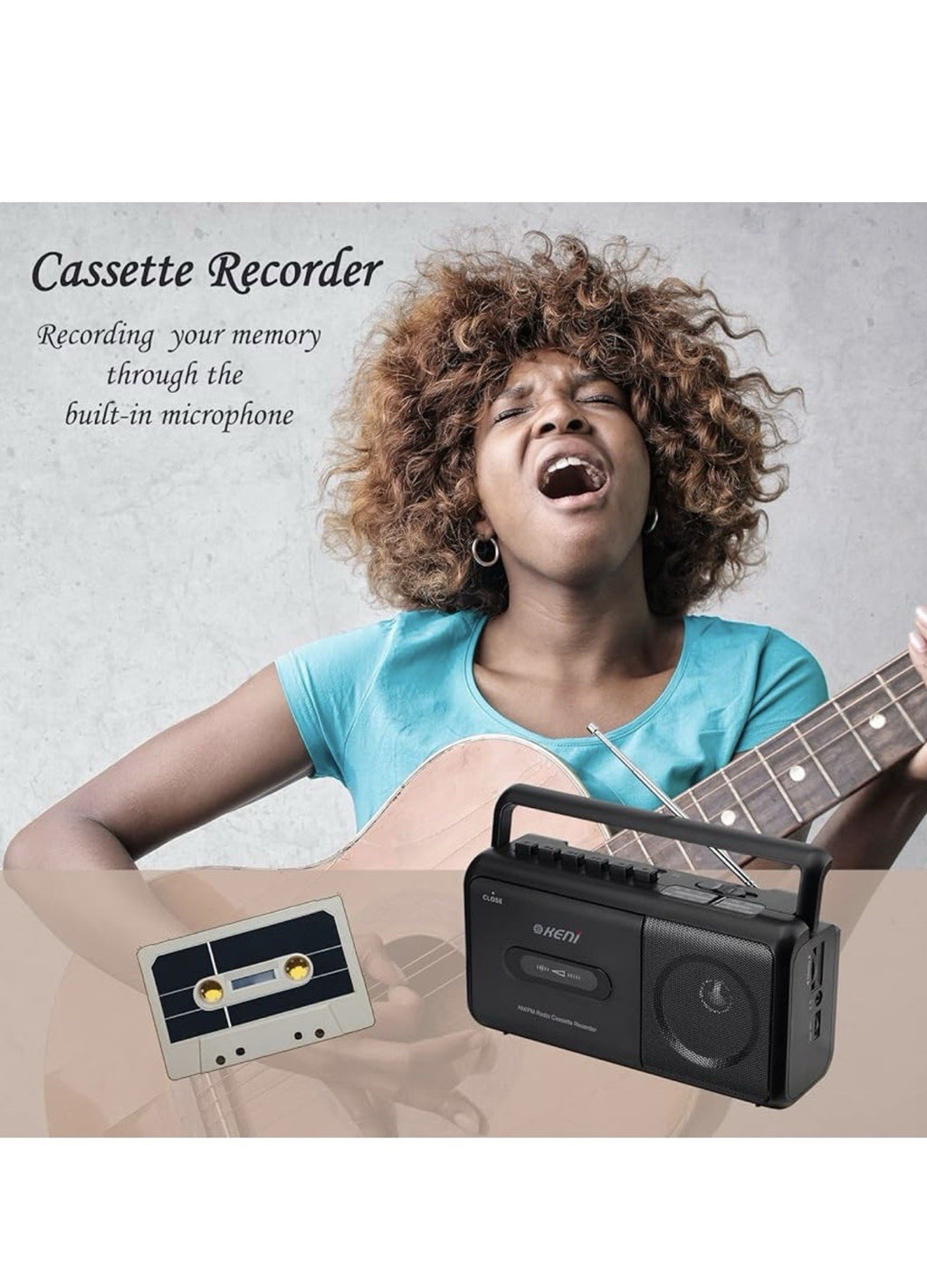 G Keni Portable Cassette Player Boombox AM/FM Radio Stereo Casette Tape Playe...2