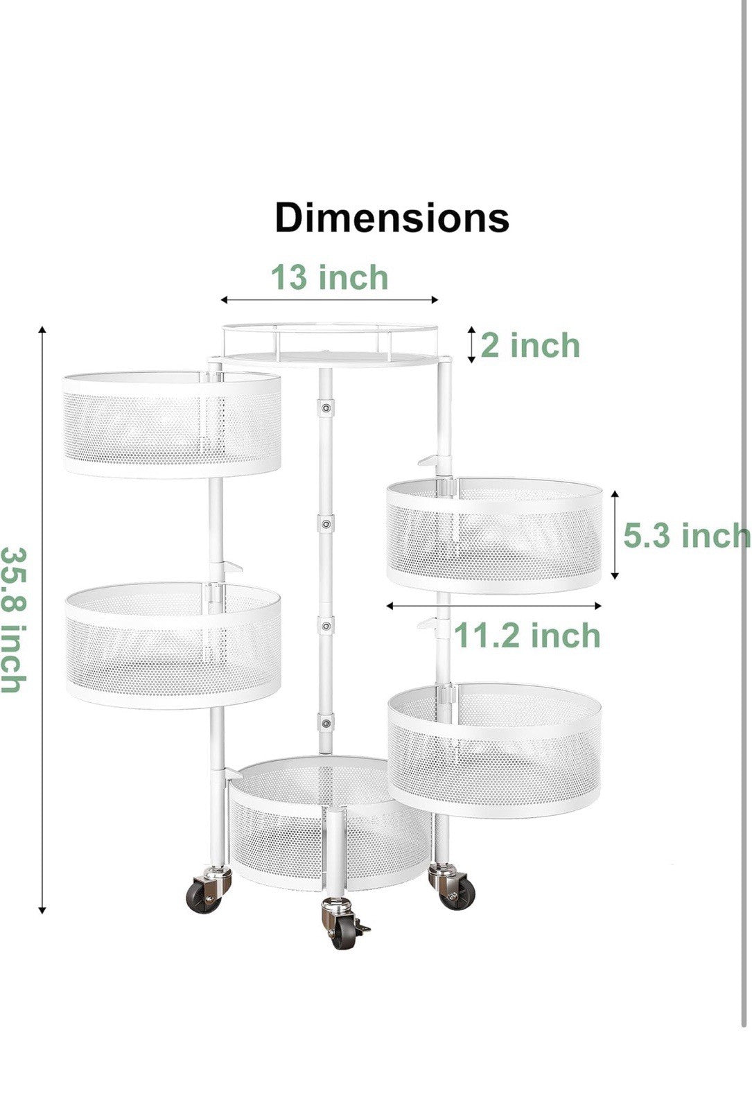 SAYZH Fruit Vegetable Basket for Kitchen, Rotating Storage Rack, 5 Tier Rolling 1
