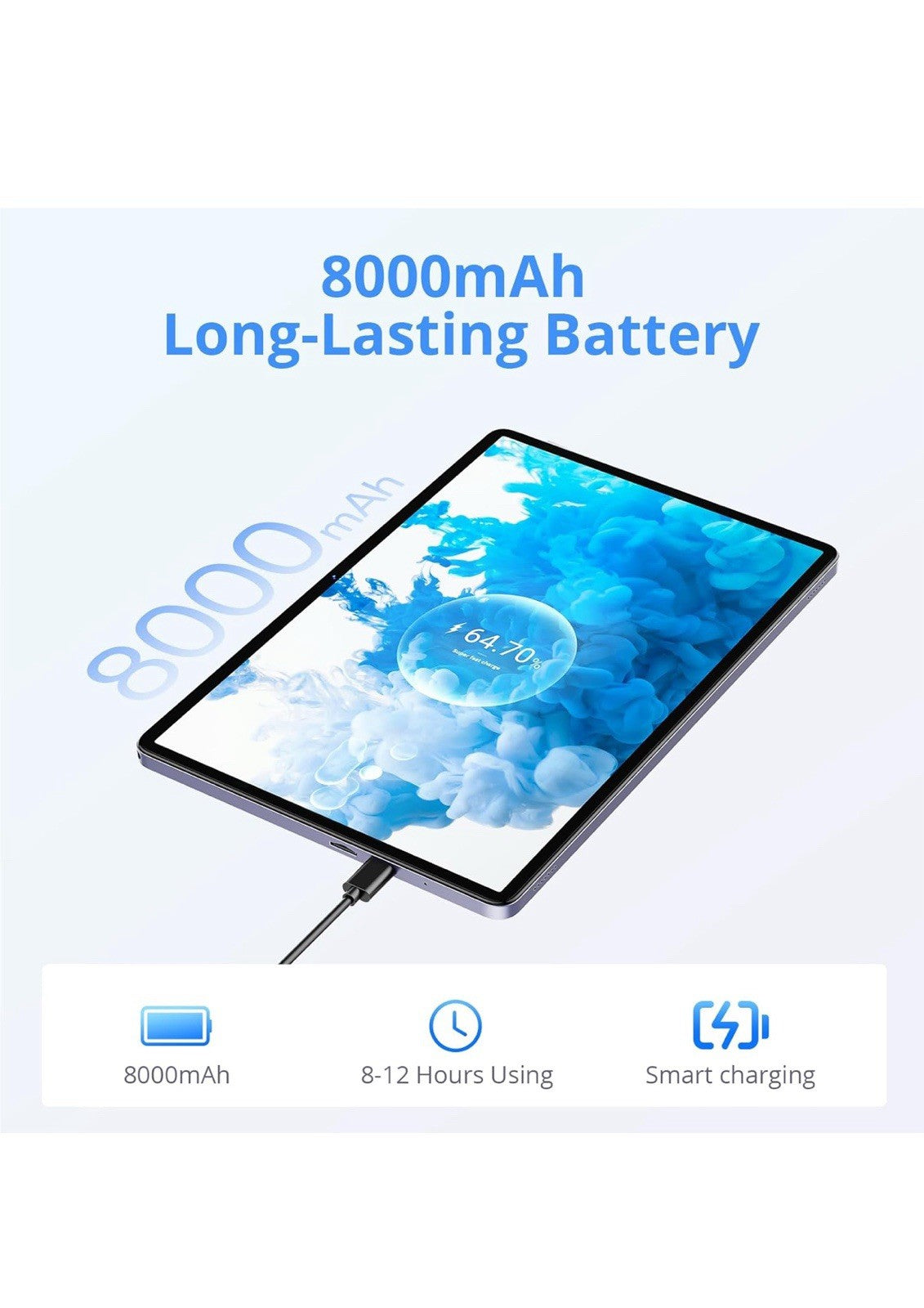 EDUAITAB Android 15 Tablet,11 Inch Tablet 1280X800 FHD Display,Octa-Core,16GB RA