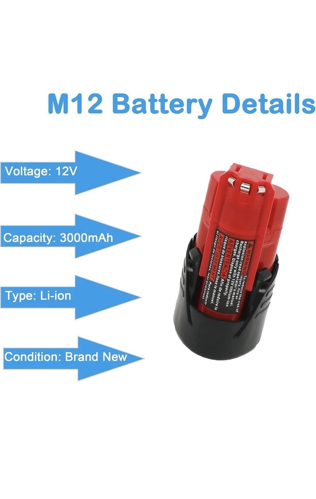 Paquete de 2 baterías de 3.0Ah 12V 48-11-2420 y cargador rápido para herramienta4