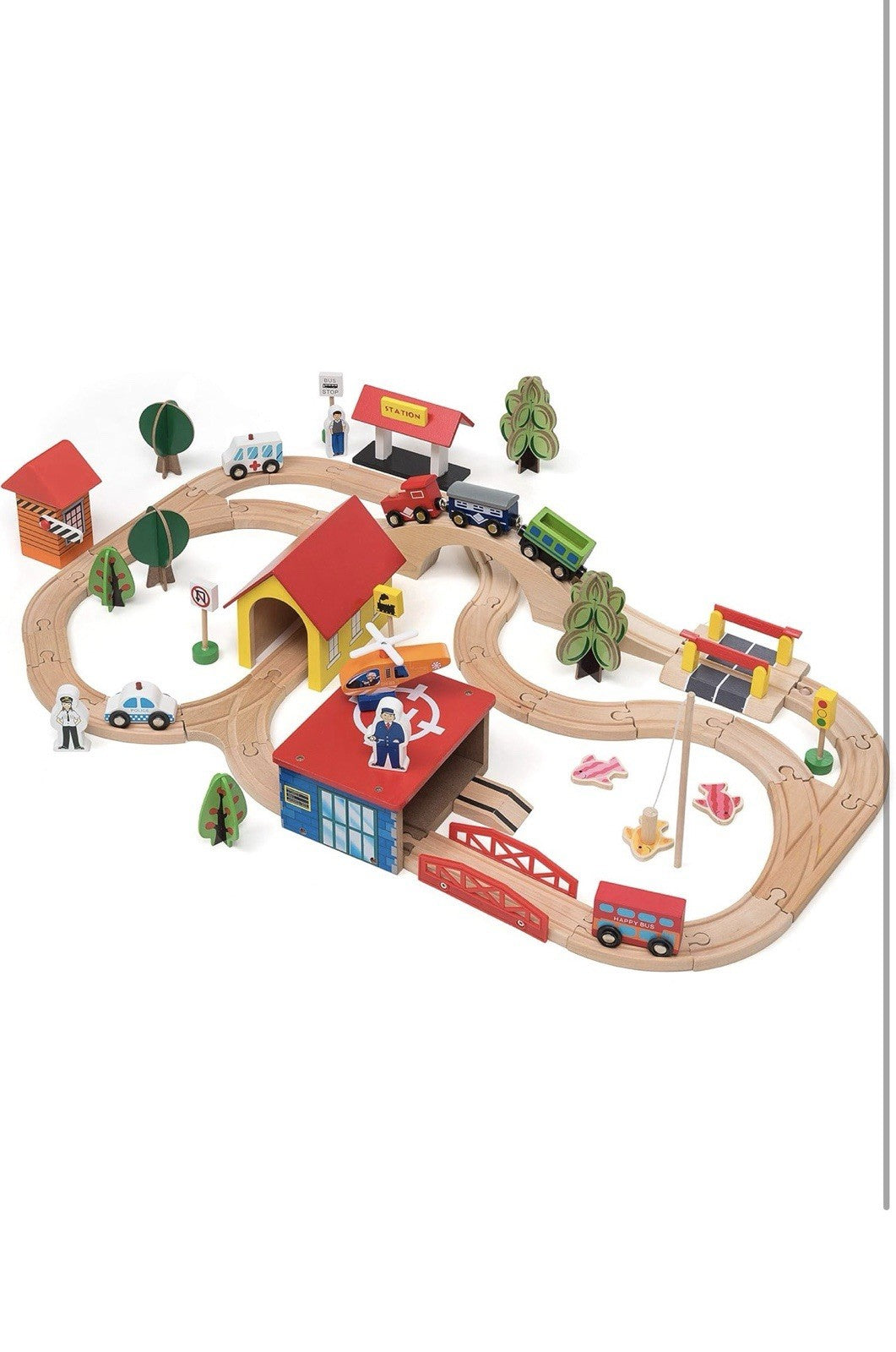 Wooden Train Set - 69 Pieces Wooden Train Tracks & Trains for Kids, Toddler B...7