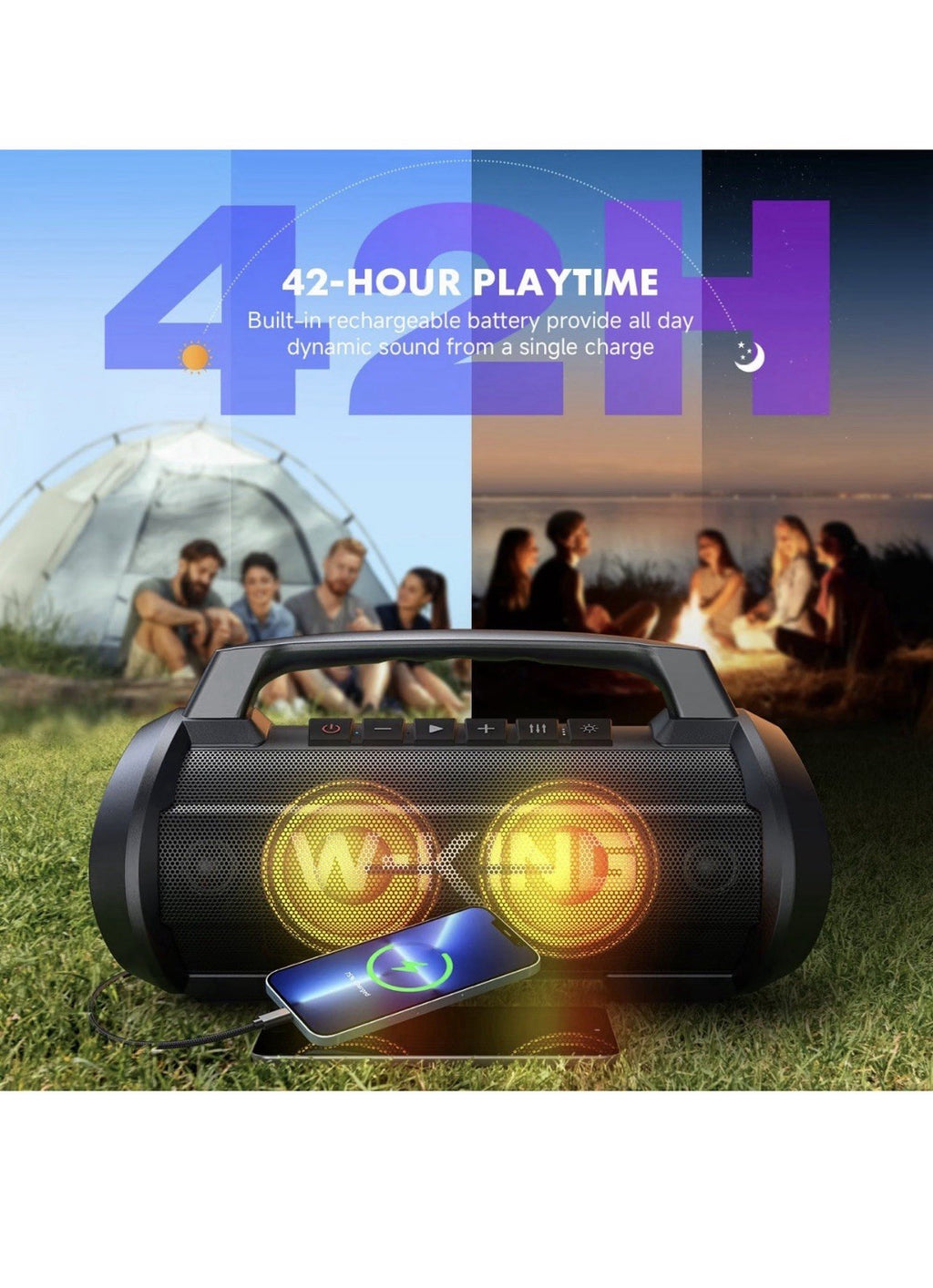 W-King Portable Bluetooth Speaker, 120W Peak Loud Bass Boombox2