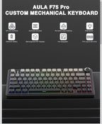 AULA F75 Pro Wireless Mechanical Keyboard,75% Hot Swappable Custom Keyboard with1