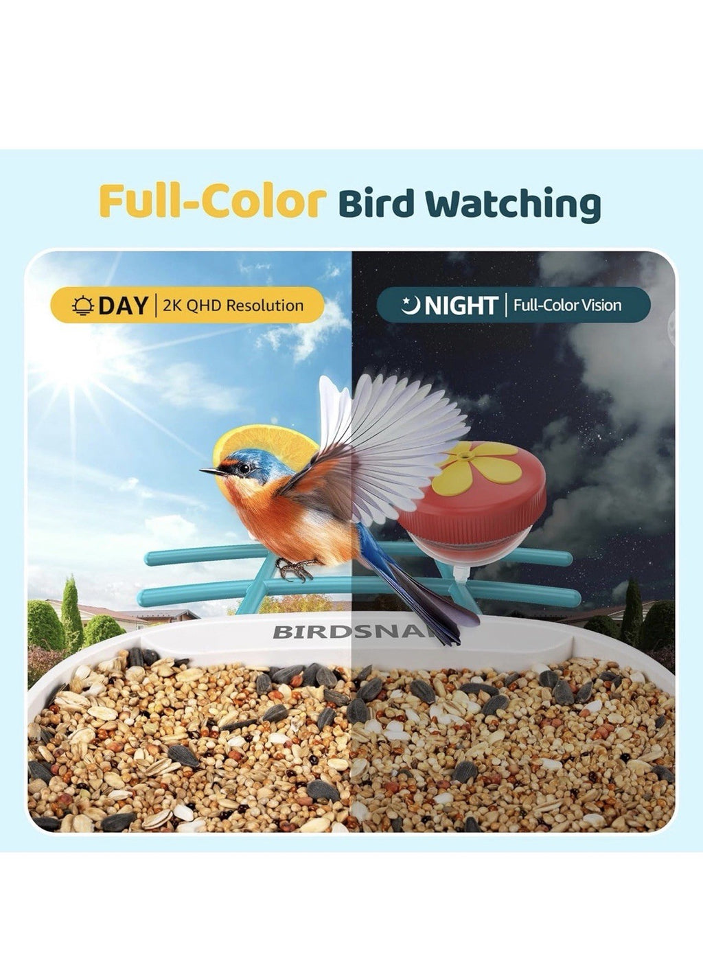 TUC Comedero Inteligente para Pájaros con Cámara+Panel Solar Tarjeta SD 64g.20245