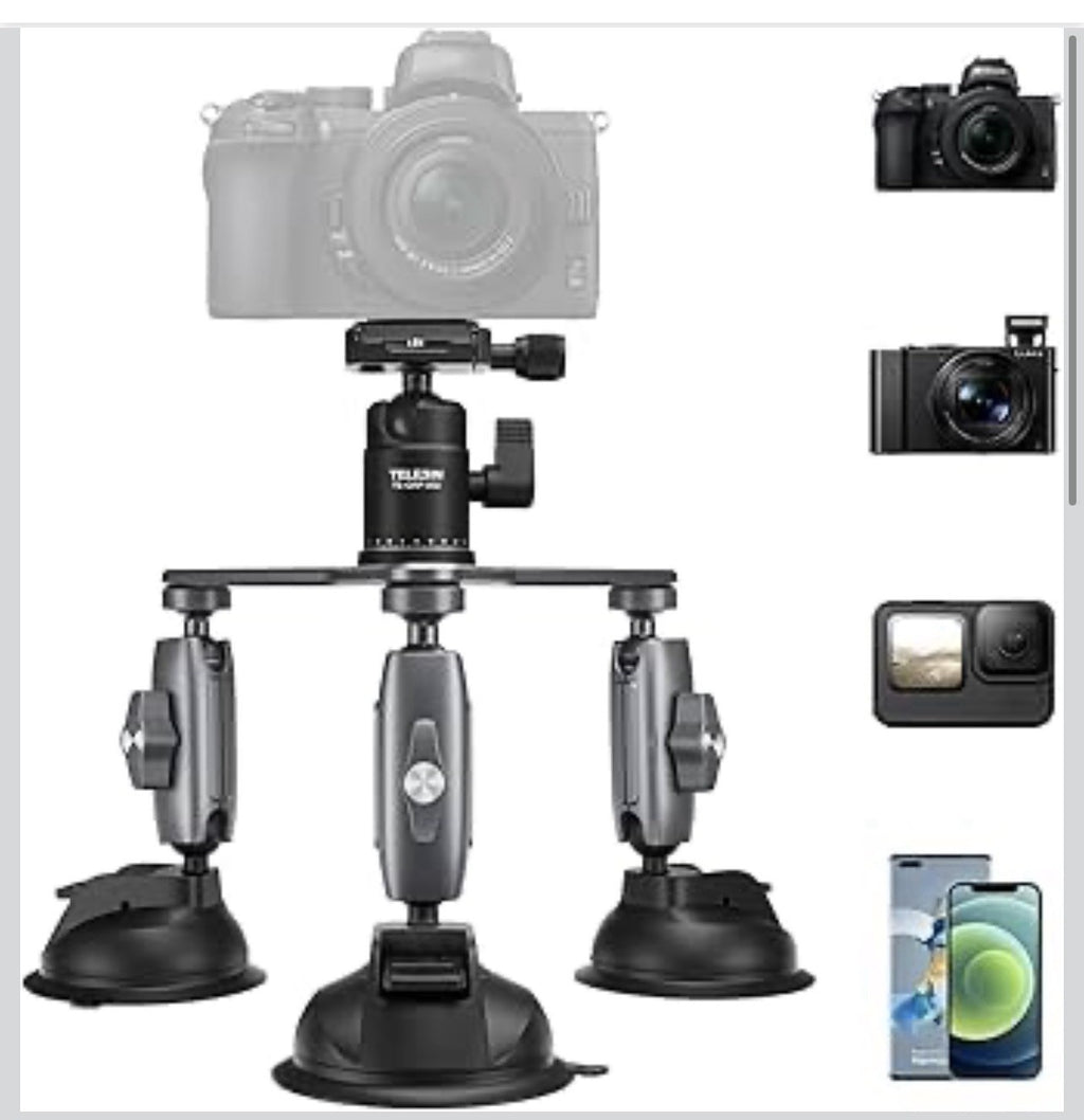 Soporte de montaje para cámara de triple ventosa, trípode resistente para0