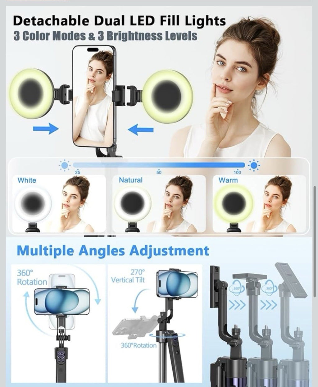 Vlogging Kit for iPhone/Android, 63”Auto Face Tracking Tripod for iPhone with...4