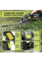 Compact Portable 2-in-1 Cordless Hedge Trimmer - Batteries and Charger Included1