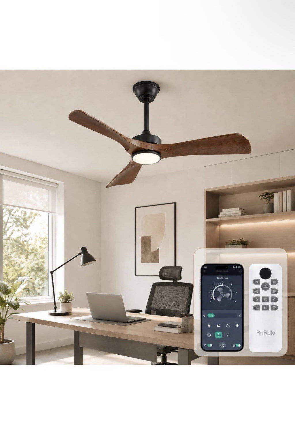 42 Inch Quiet Ceiling Fan with Light, Pure Reversible DC Motor, ABS0