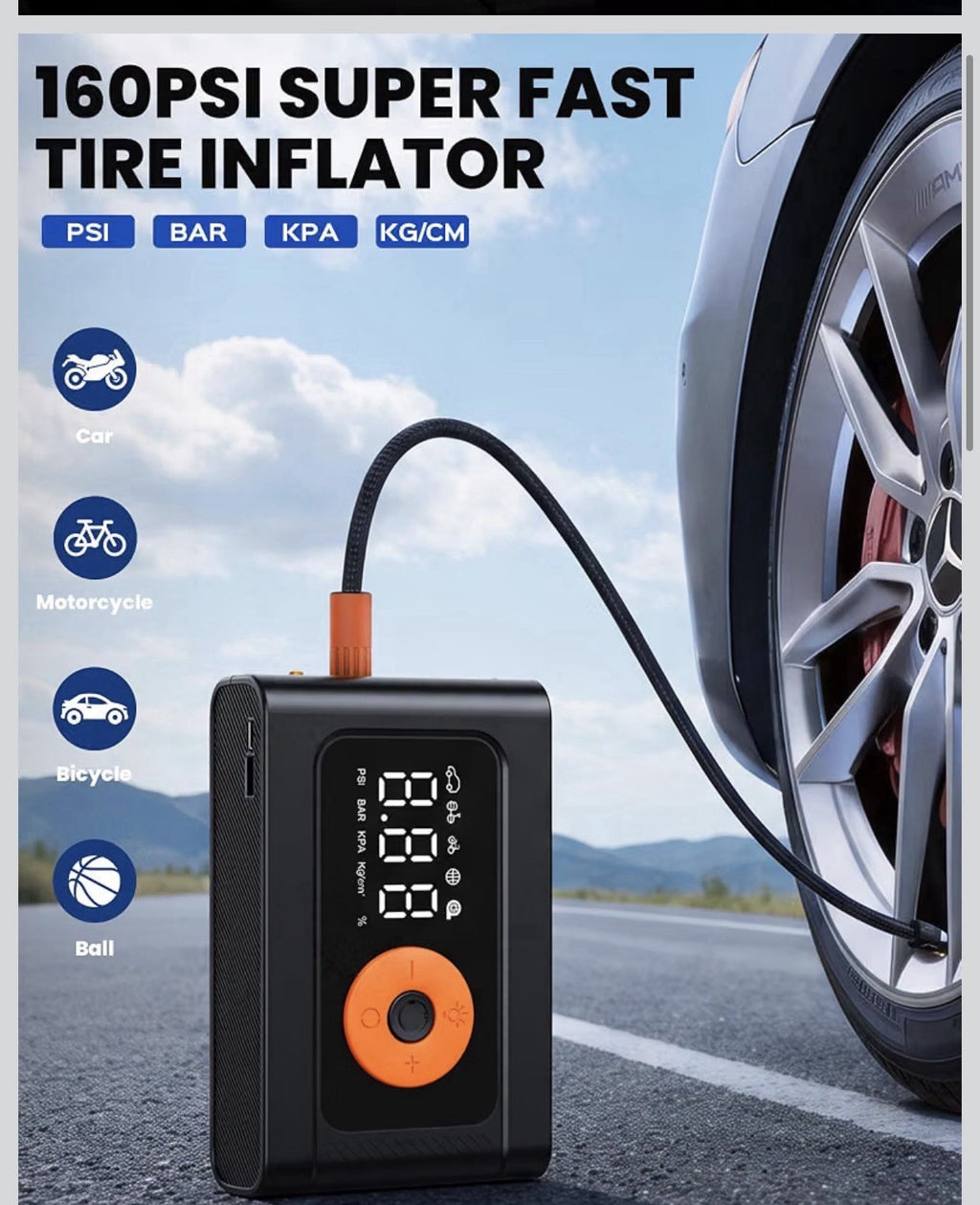 6000A 160PSI 8-in-1 Car Jump Starter with Air Compressor & Air Blower Supports2