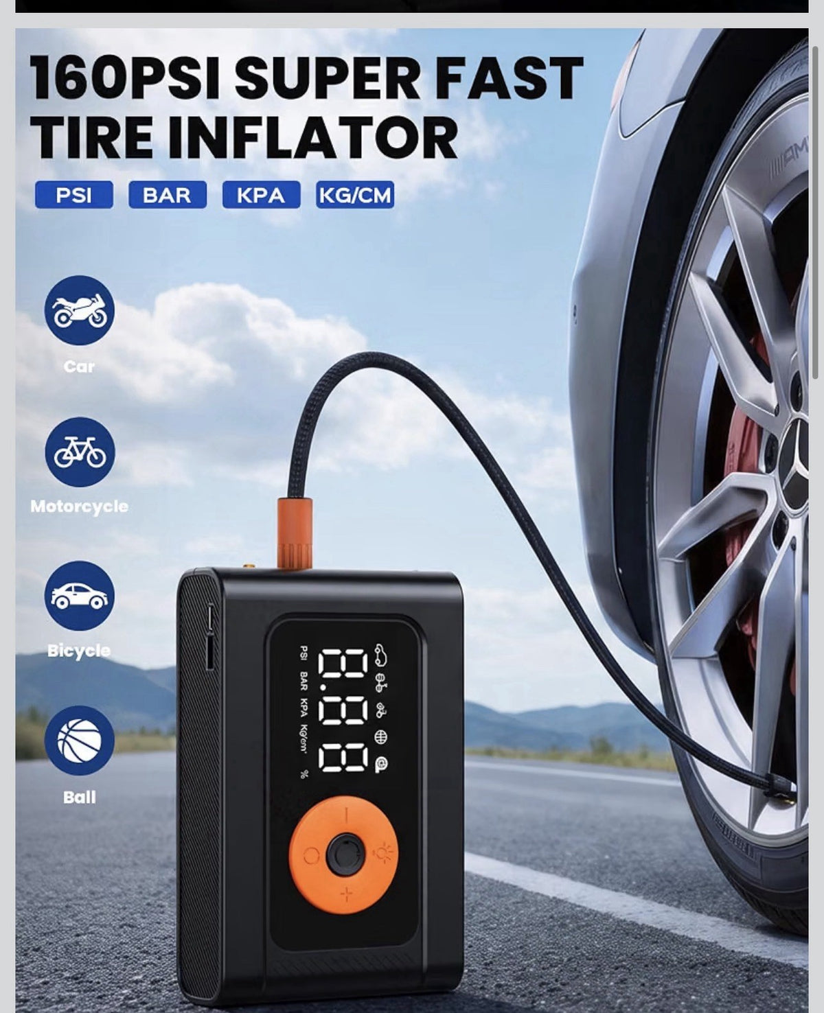 6000A 160PSI 8-in-1 Car Jump Starter with Air Compressor & Air Blower Supports2