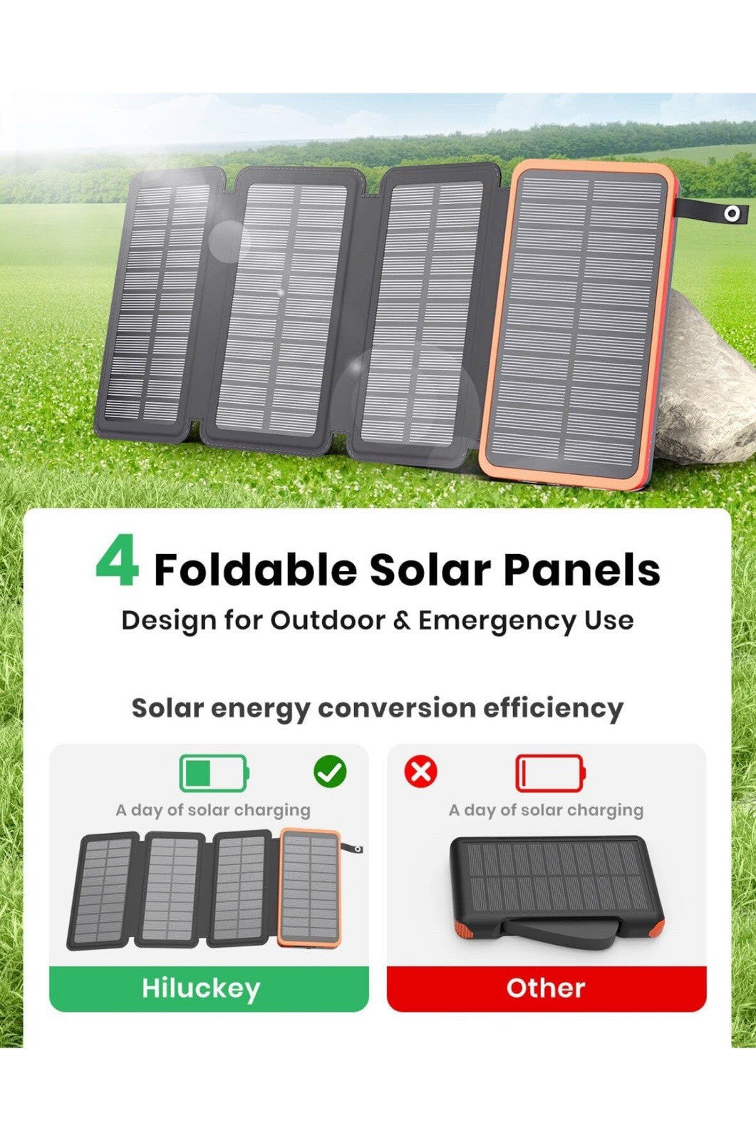 Cargador solar de 25000 mAh, banco de energía portátil para exteriores Hiluckey1