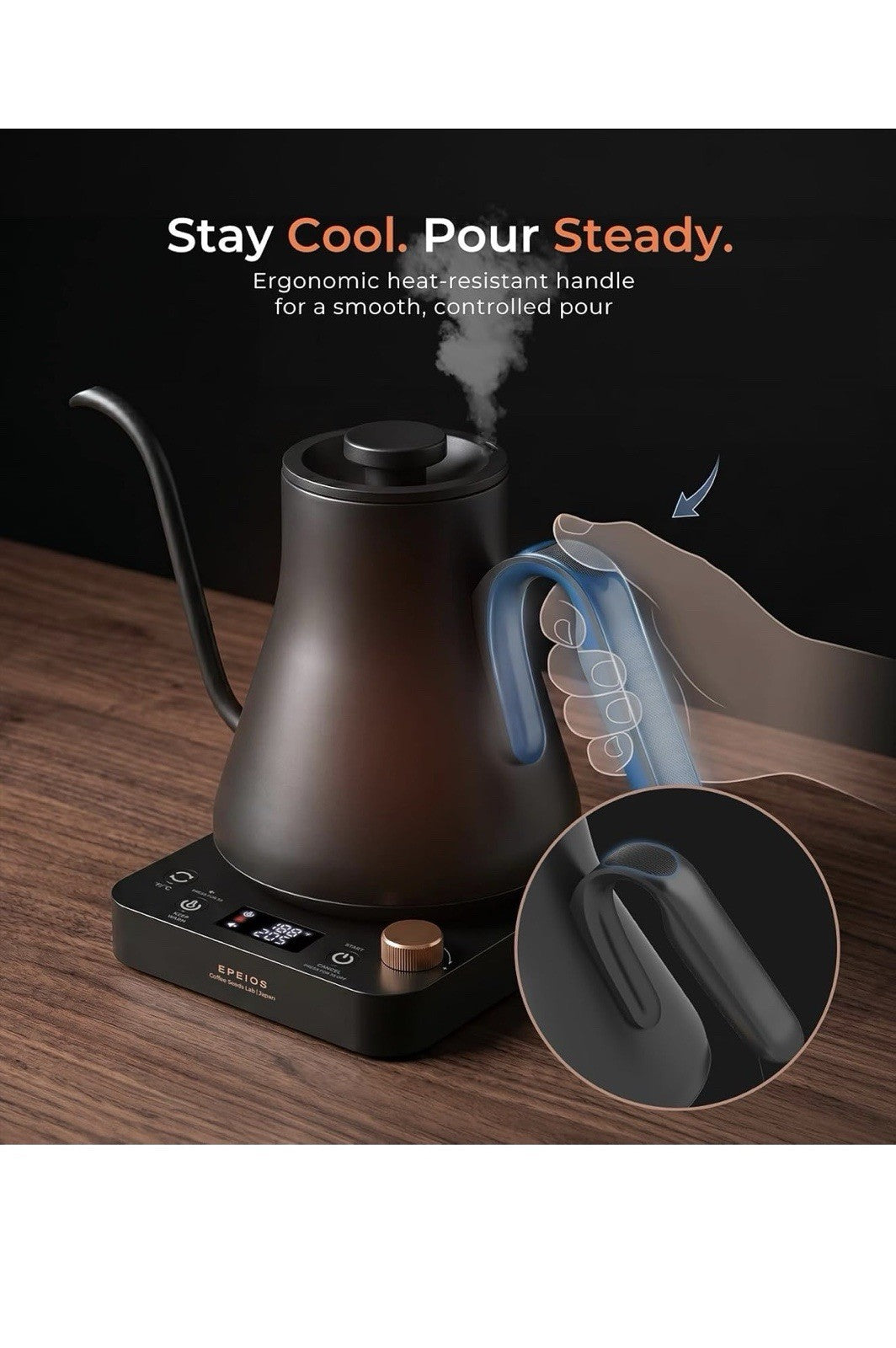 Epeios Flow B9 Cocinare Electric Gooseneck Kettle Temperature Control NEW Boxed4