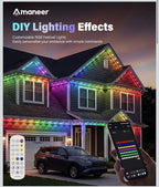 200FT Permanent Outdoor Lights for House, Smart RGB Color Changing Eaves Lights,2