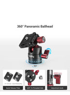 SmallRig Cabezal de bola de trípode, cabezal de bola panorámico giratorio de 3603