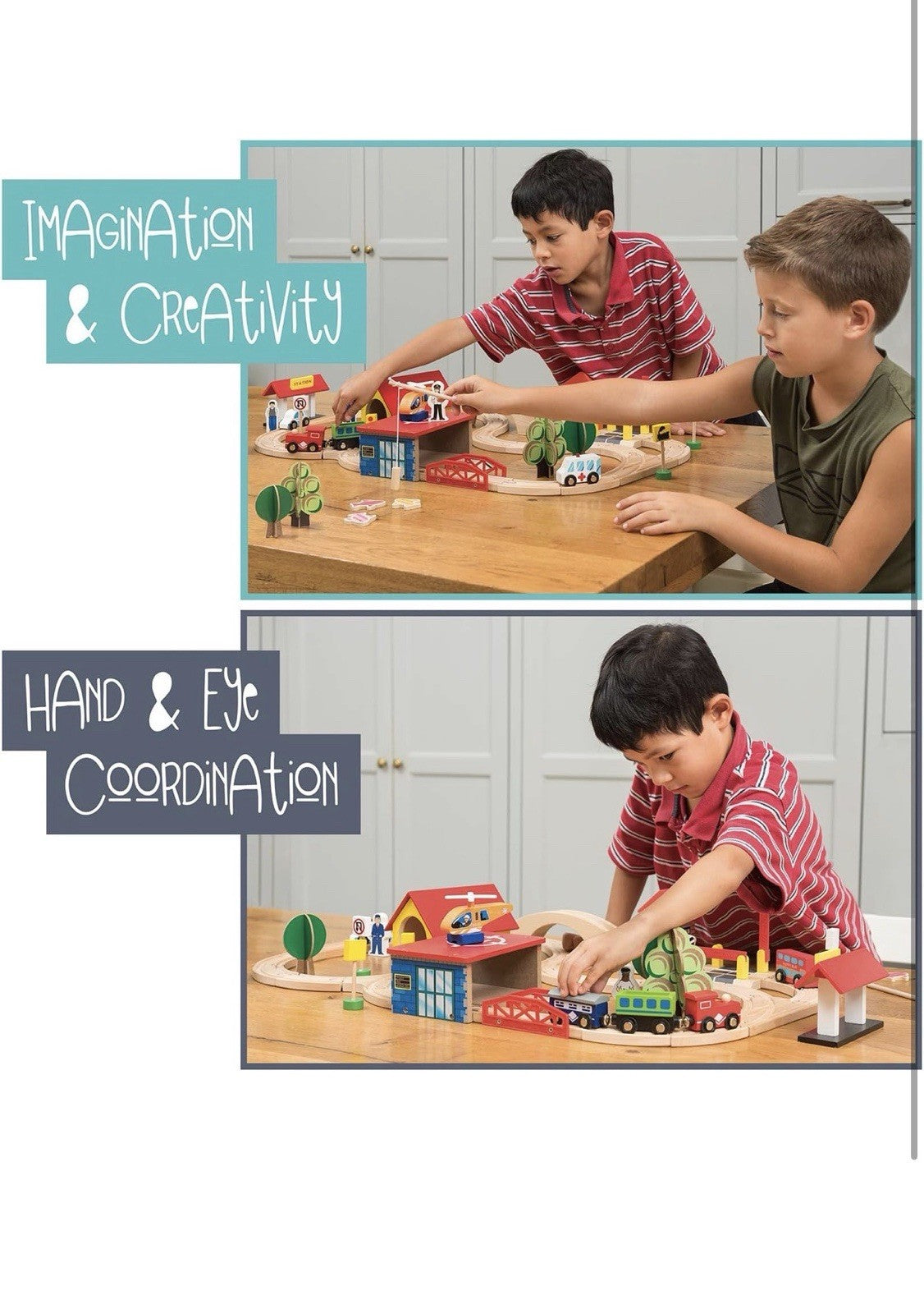 Wooden Train Set - 69 Pieces Wooden Train Tracks & Trains for Kids, Toddler B...2