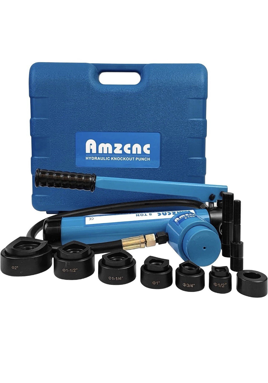 8 Ton Hydraulic Knockout Punch Kit, 1/2-2 Inch, 6 Dies4