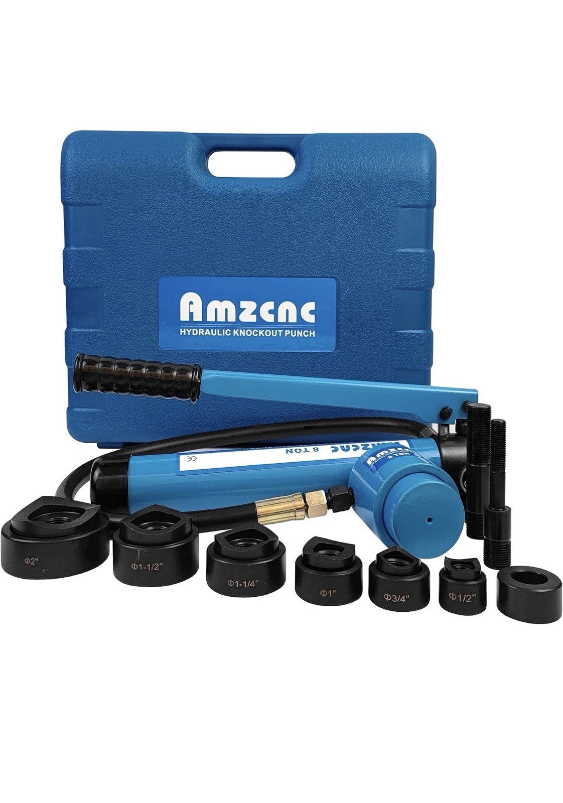 8 Ton Hydraulic Knockout Punch Kit, 1/2-2 Inch, 6 Dies4