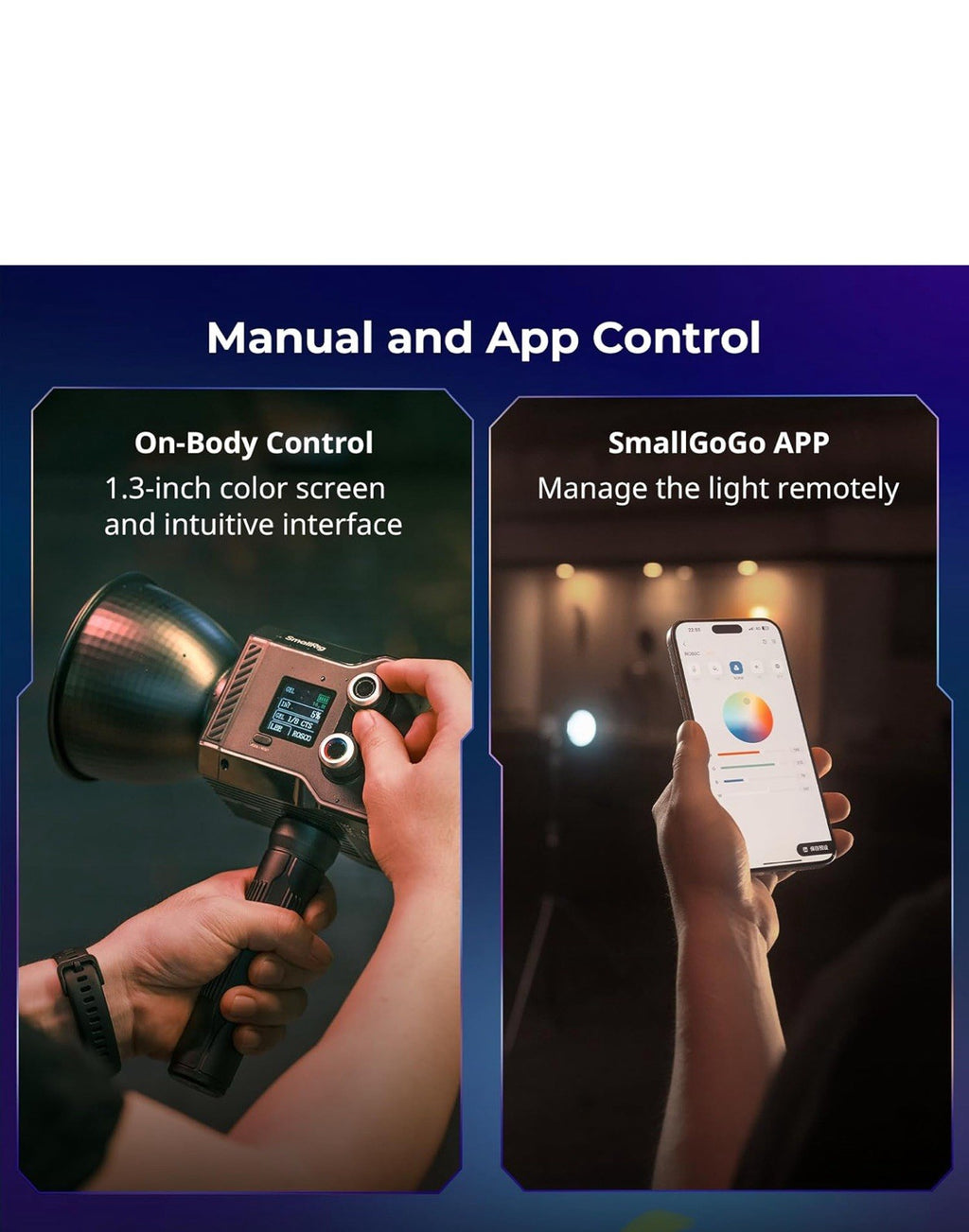 SmallRig RC 60C RGB Bi-Color LED Video Light Built-in Battery 2500K-10000K 48106