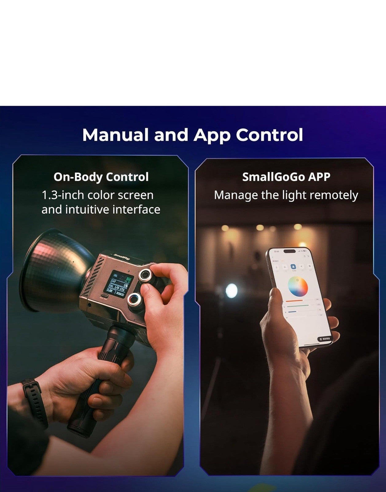 SmallRig RC 60C RGB Bi-Color LED Video Light Built-in Battery 2500K-10000K 48106