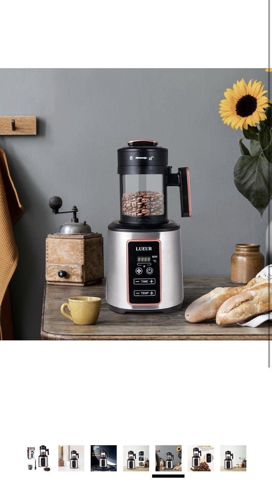 LUEUR Electric Coffee Bean Roaster Machine for Home Use, 1500W Hot Air Coffee4