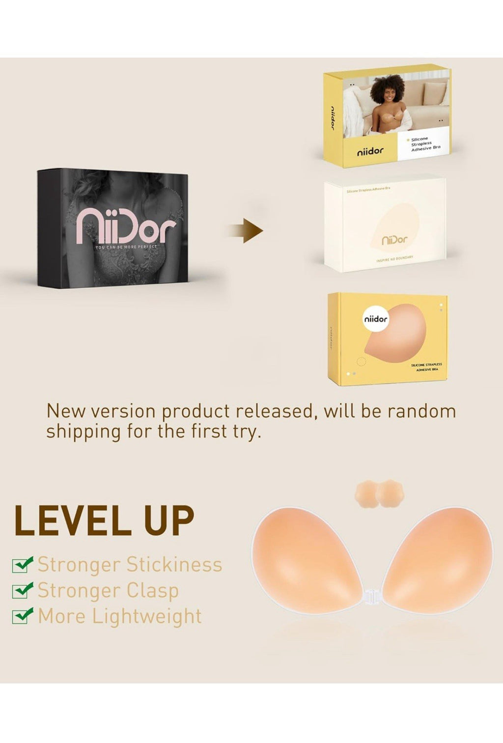 Niidor Adhesive Bra Strapless Sticky Invisible Push up Silicone Bra3