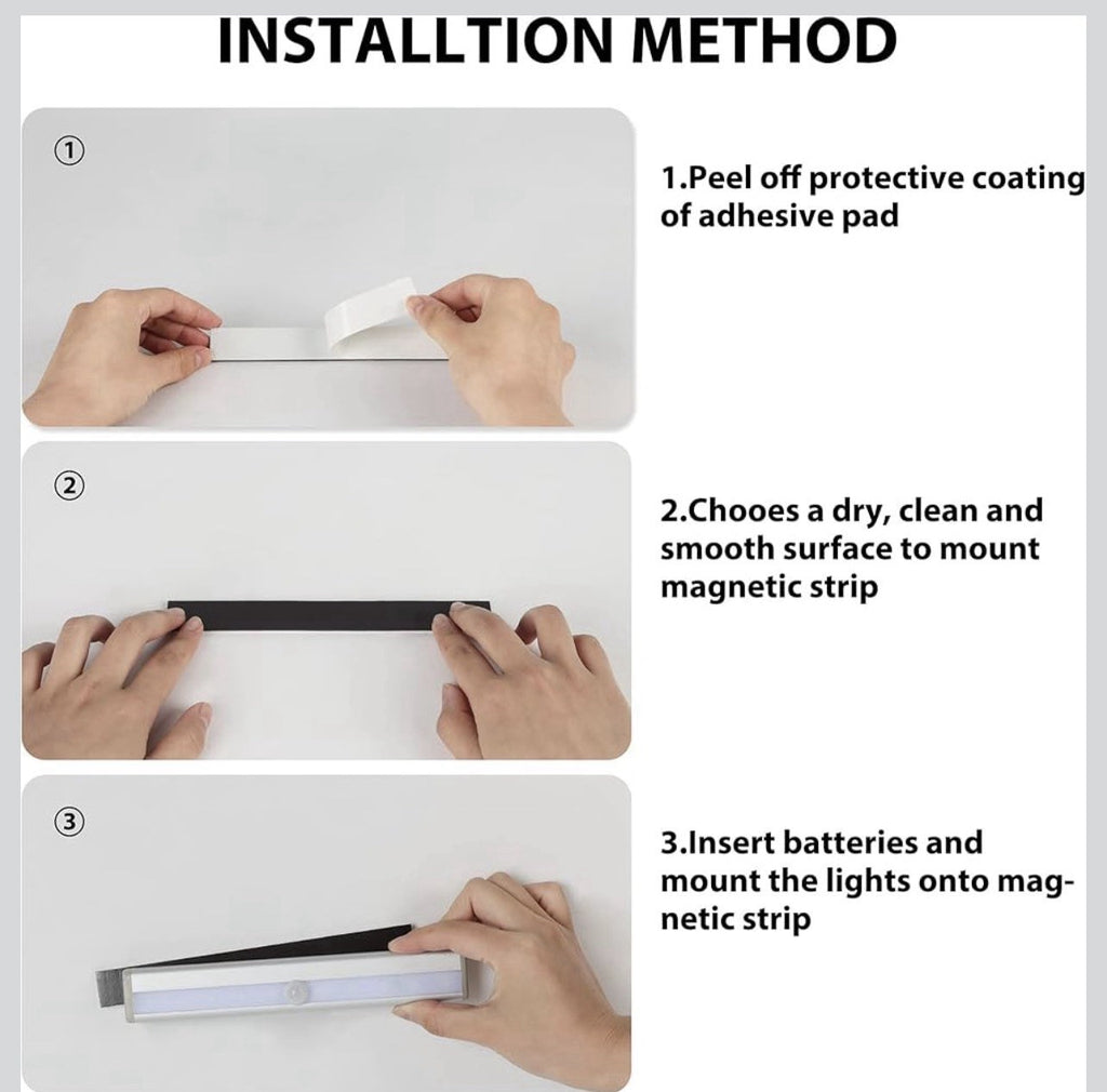 10 luces LED Batería para gabinete con sensor de movimiento (3 Pack)6