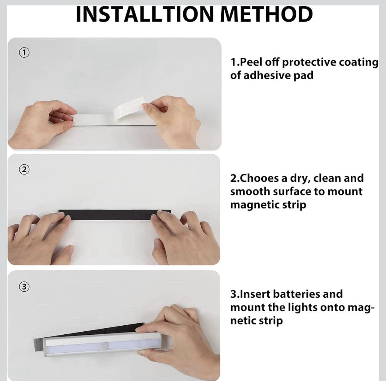 10 luces LED Batería para gabinete con sensor de movimiento (3 Pack)6