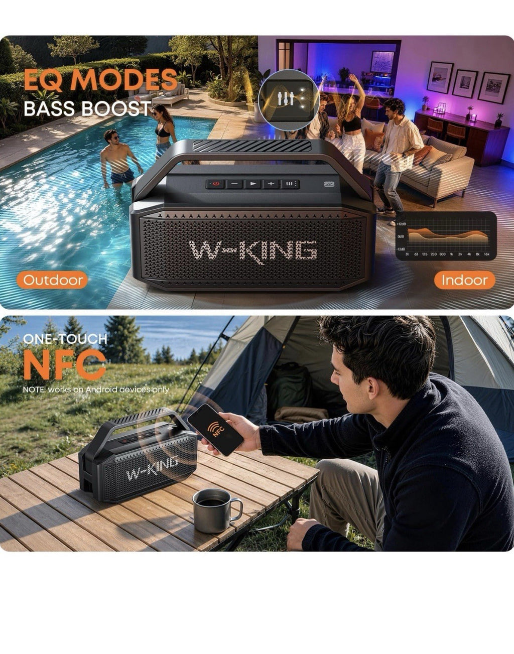 W-KING Bluetooth Speaker, 100W Peak Outdoor Portable Loud Speakers5