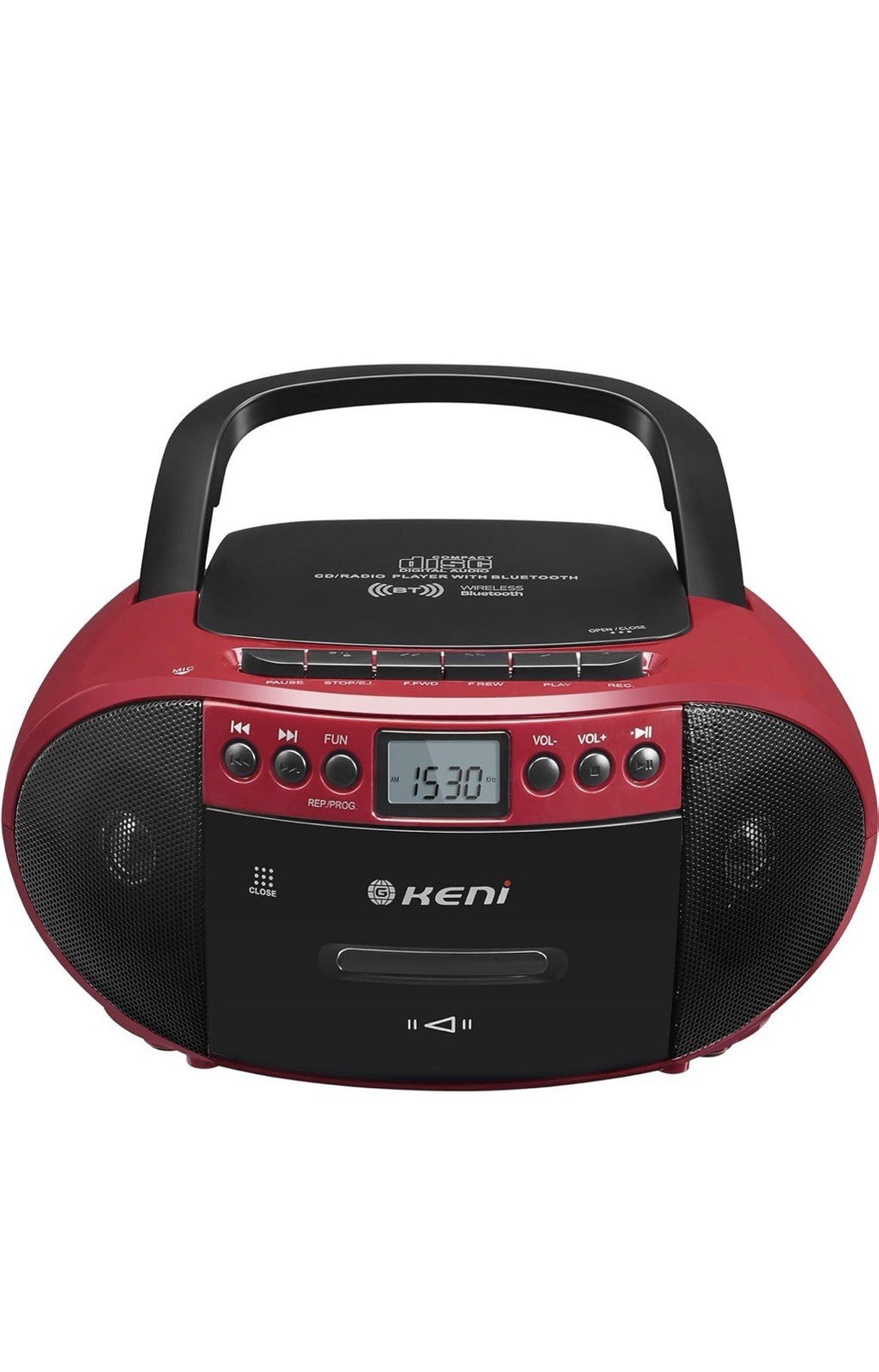 G Keni Portable CD and Cassette Player Boombox Combo, Casette Tape Red&Black 0