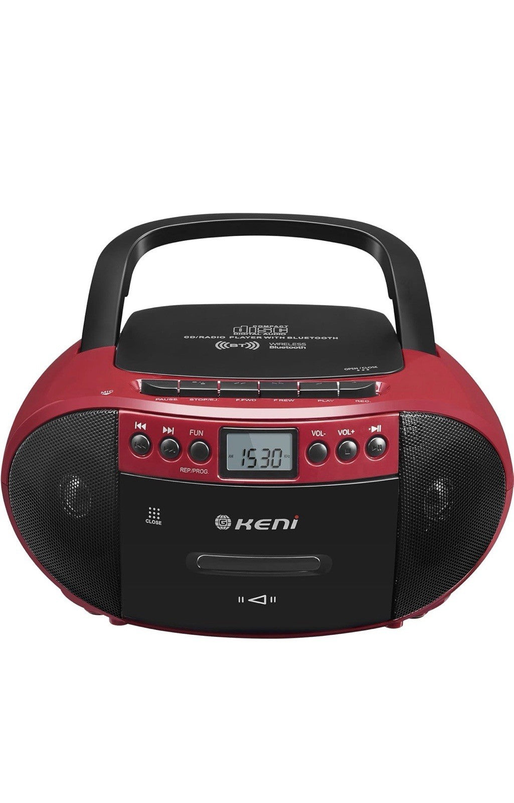 G Keni Portable CD and Cassette Player Boombox Combo, Casette Tape Red&Black 0