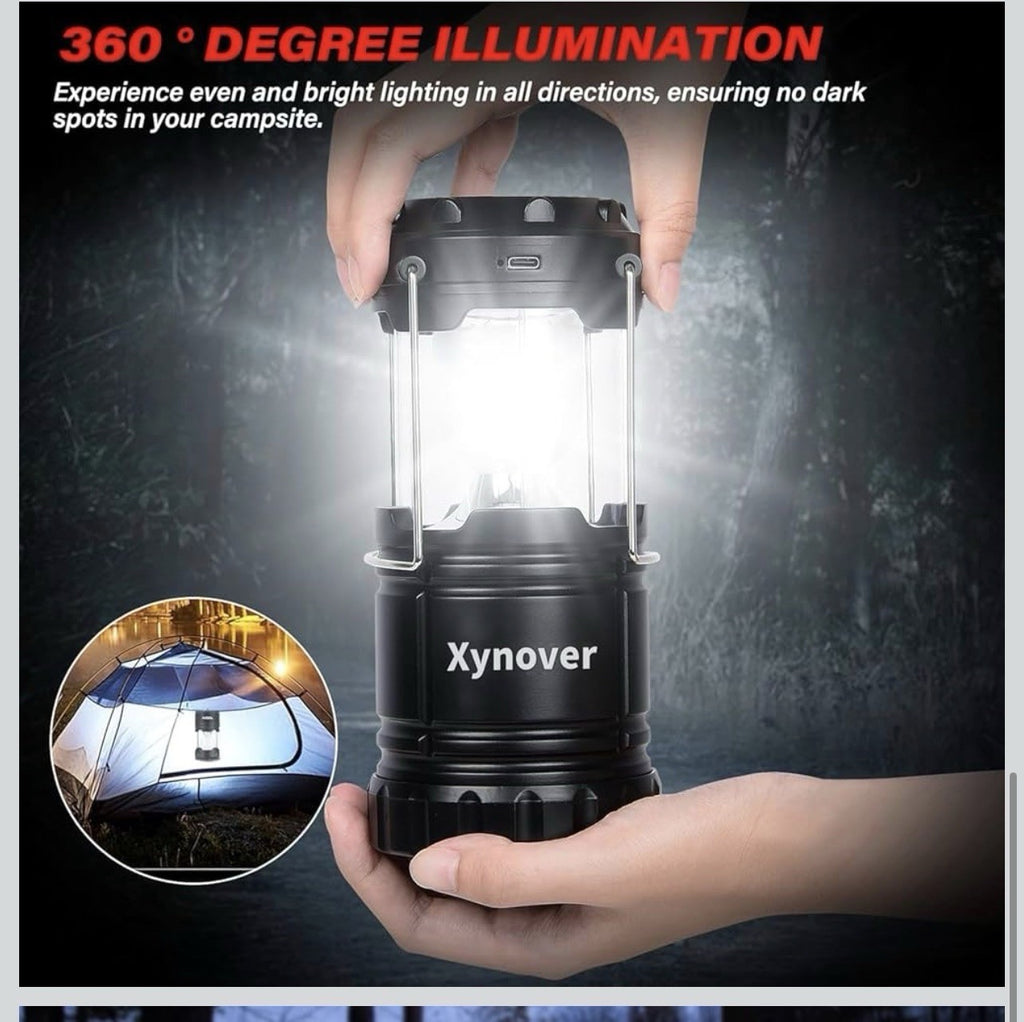 Paquete de 4 faroles solares para campamento, luces LED recargables4