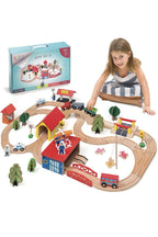 Wooden Train Set - 69 Pieces Wooden Train Tracks & Trains for Kids, Toddler B...0