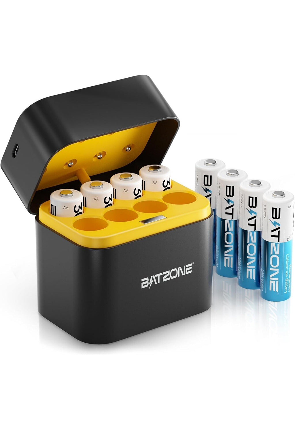 BATZONE Rechargeable aa Batteries Lithium 8 Pack with Fast Charger,1.5V 3000m...0