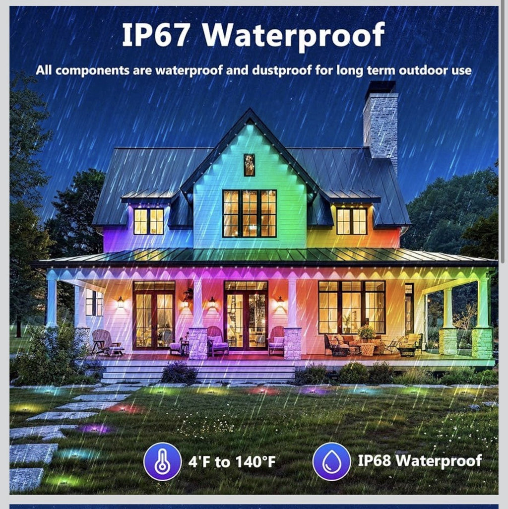Luces exteriores permanentes, luces de alero RGB de 200 pies con control de apli3