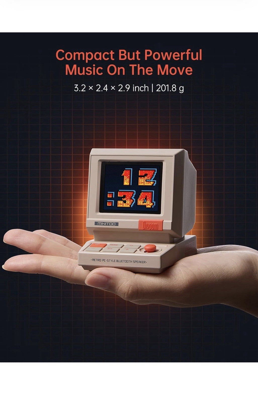 Divoom MiniToo Retro PC-Style Computer Speaker, Pixel Screen with DIY Faces6