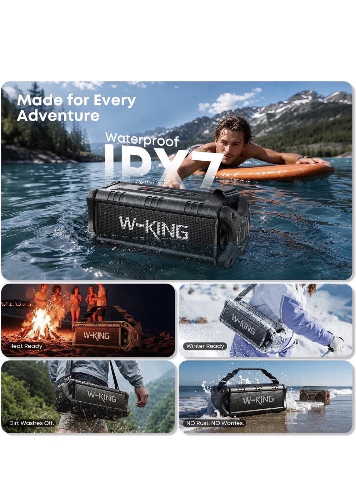 W-KING Bluetooth Speaker, 90W Max Loud IPX6 Waterproof Portable Speaker3