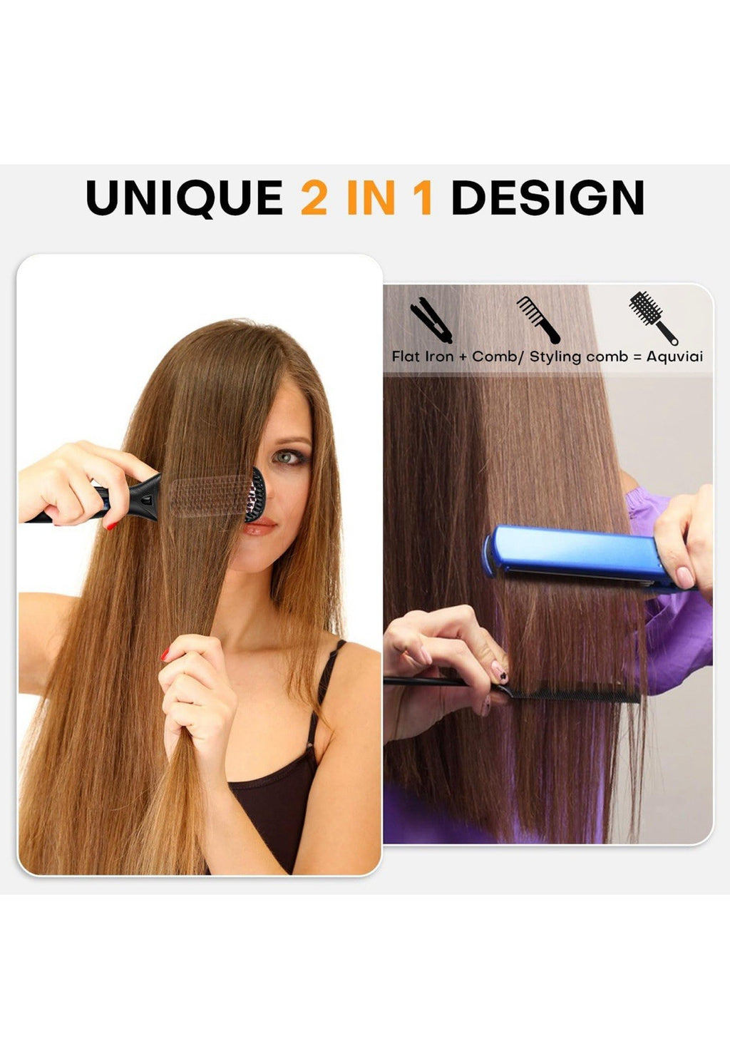 Cepillo alisador de pelo, alisador de pelo para mujer, peine de cerámica iónico8