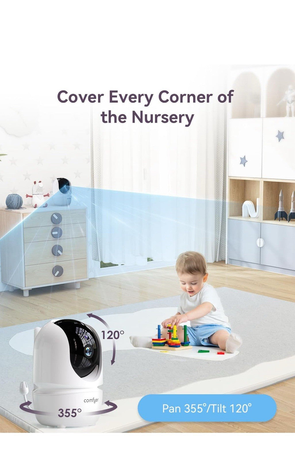 7" Split-Screen Baby Monitor with 2 1080P Cameras, 720P HD No Wifi Monitor with4