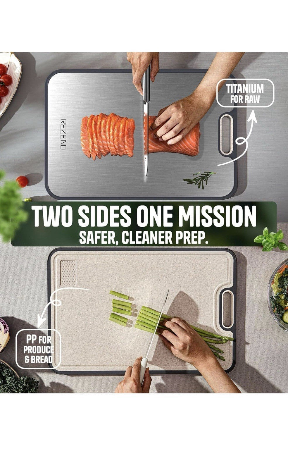 Titanium Cutting Board Set of 3, Dual Sided Design Non Toxic Cutting3