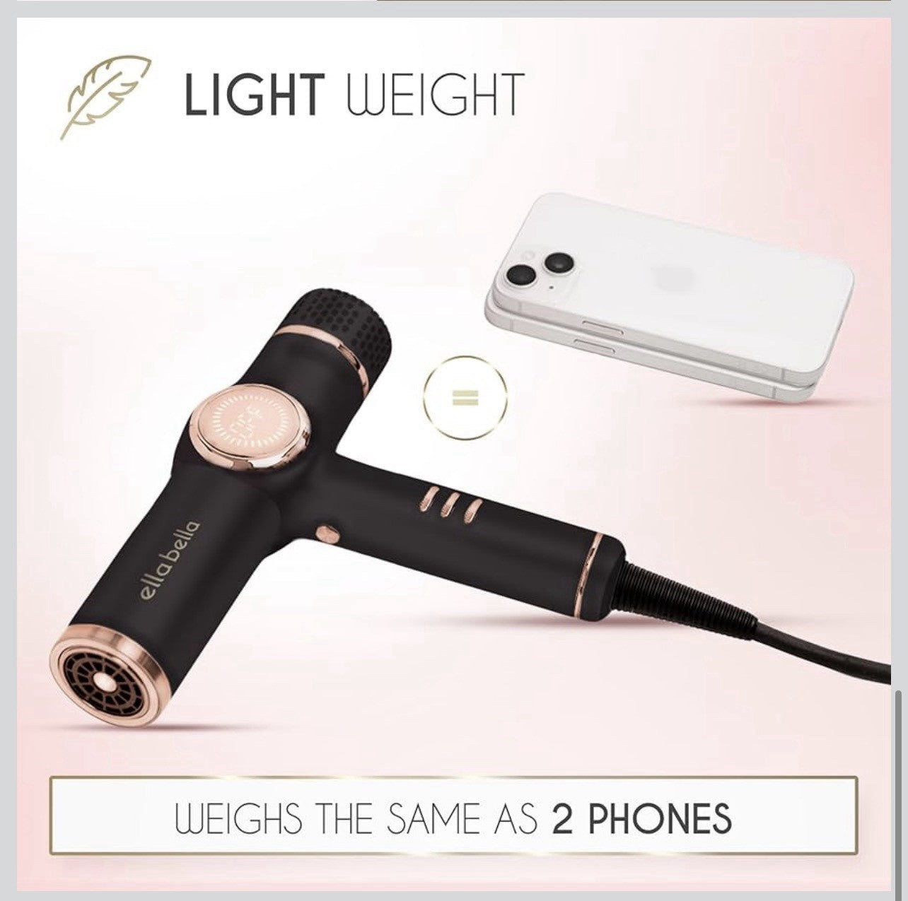 ELLA BELLA Professional Ionic Hair Dryer with Diffuser  Negative Ion Black 5