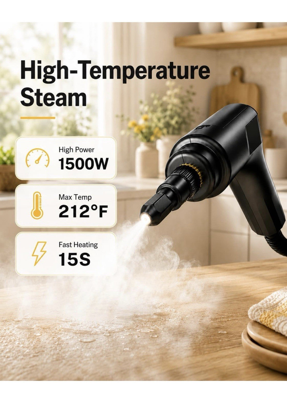 Steam Cleaner for Home，9-IN-1 Handheld Steam Cleaner with 3 Steam2