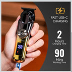 Kit profesional de aseo todo en uno para hombres, recortadora de barba ajustable3