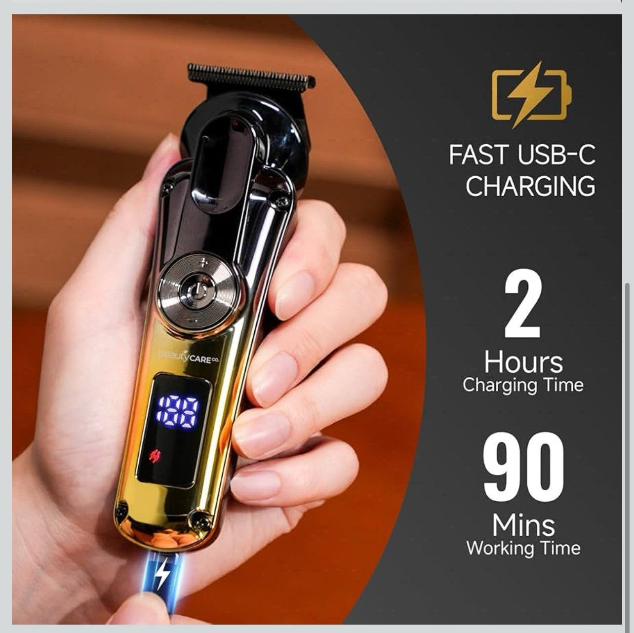 Kit profesional de aseo todo en uno para hombres, recortadora de barba ajustable3