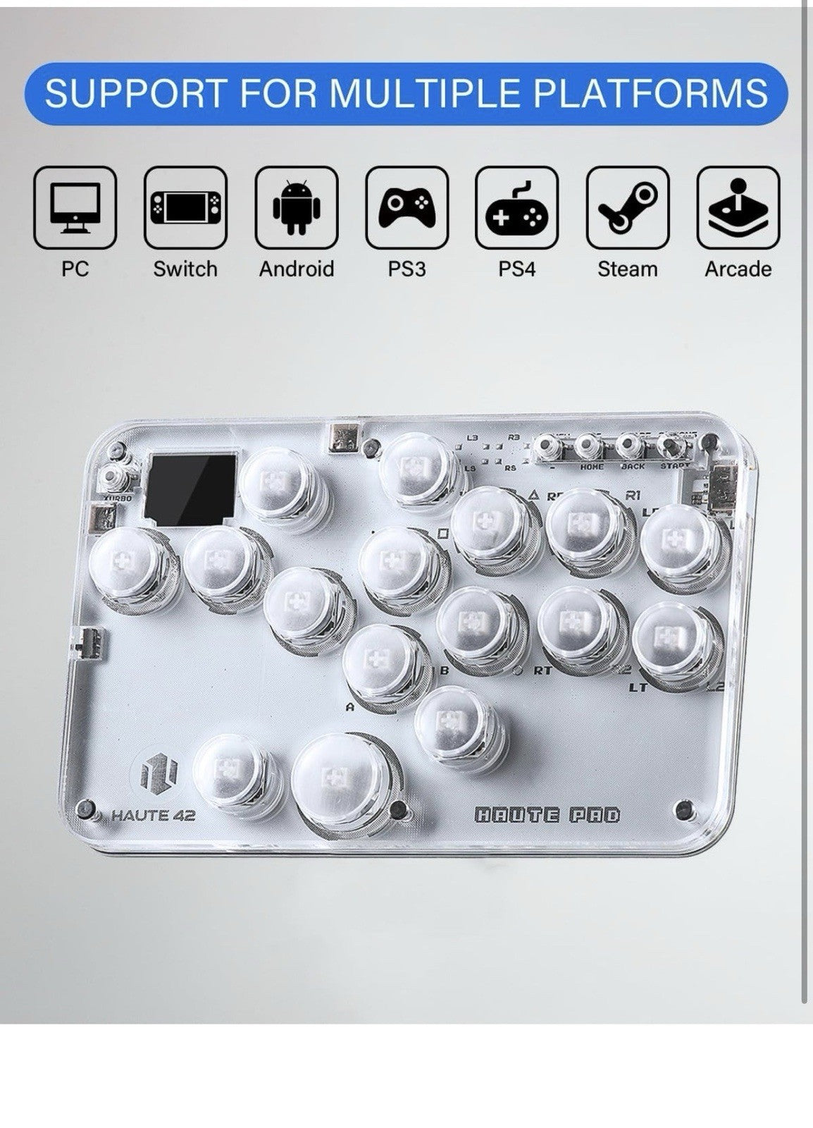 JZW-Shop Haute42 Leverless Arcade Stick G16, All-Button Arcade Controller Compat1