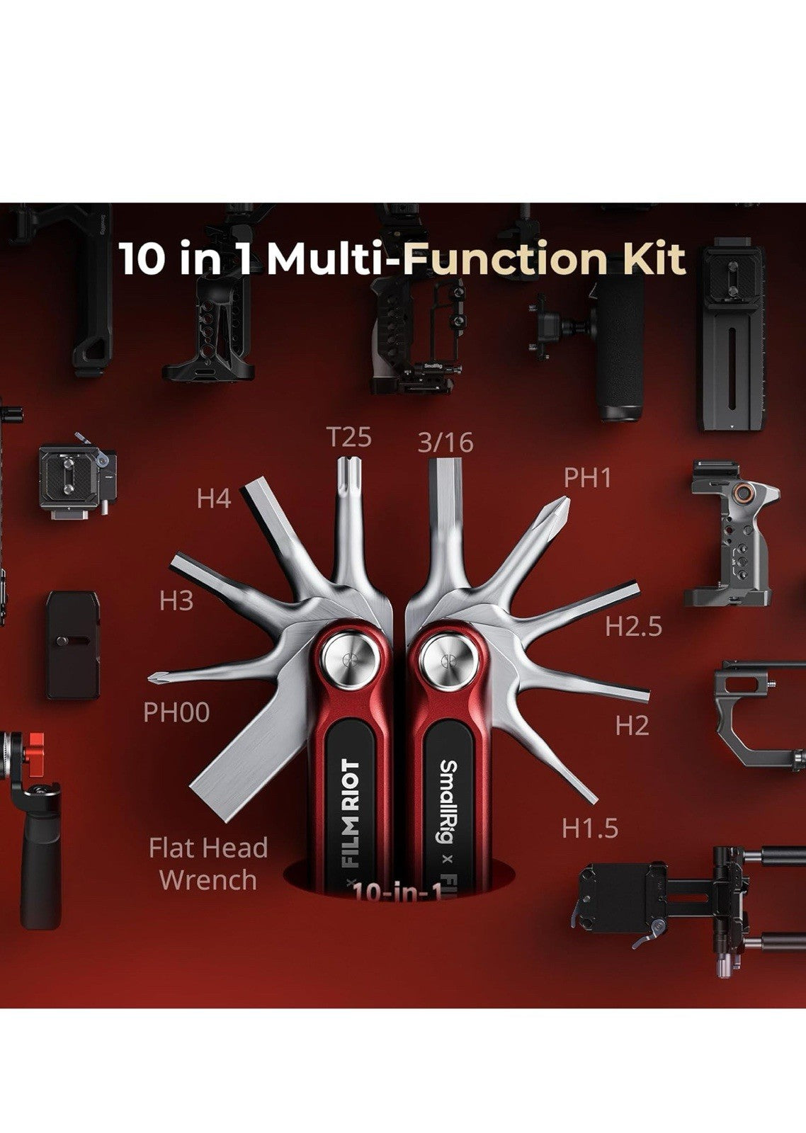 SmallRig x FILM RIOT Juego de herramientas plegables 10 en 1 con destornilladore4